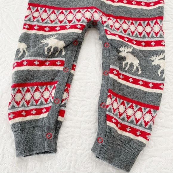 Hatley Fair Isle Moose Baby Sweater Romper - Picture 2 of 3